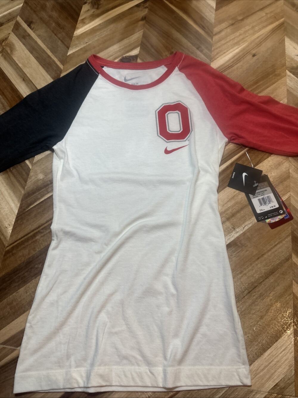 Nike Ohio. State Slim Fit, 3/4 Sleeve T-Shirt, Women’s Size XS Long, Off-White